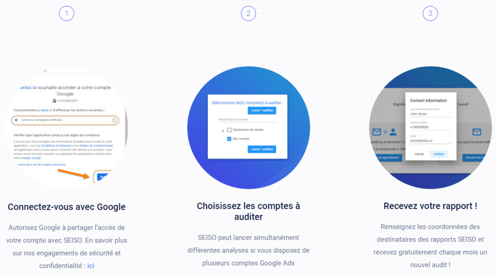seiso audit google ads gratuit processus d'inscription