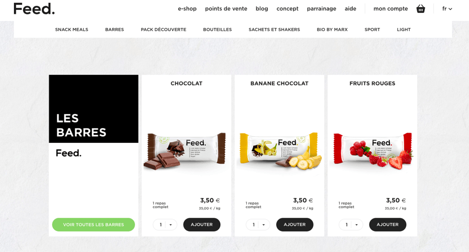 presentation des produits feed