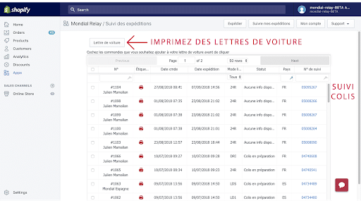 Mondial Relay - applications Shopify les plus utilisées en France