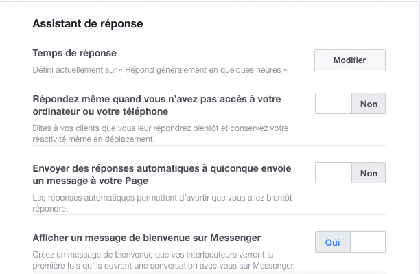automatisation reponses assistant reponse facebook messenge reseau social