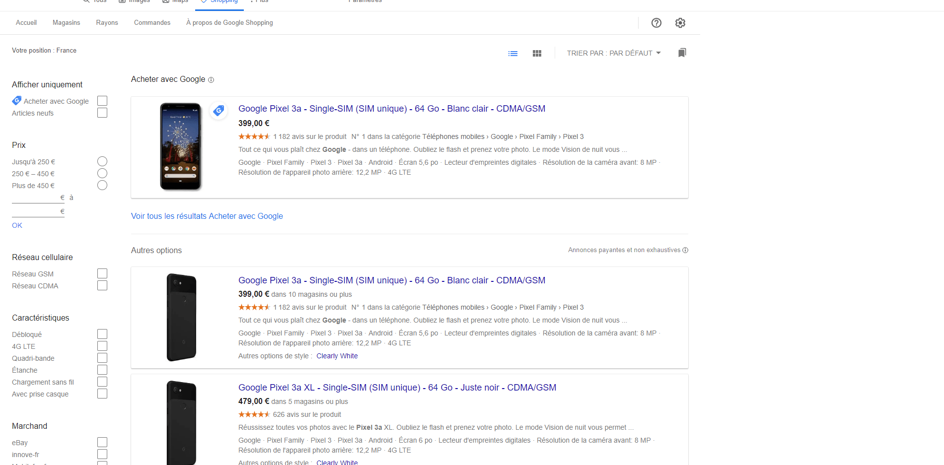 avis produits google ecommerce