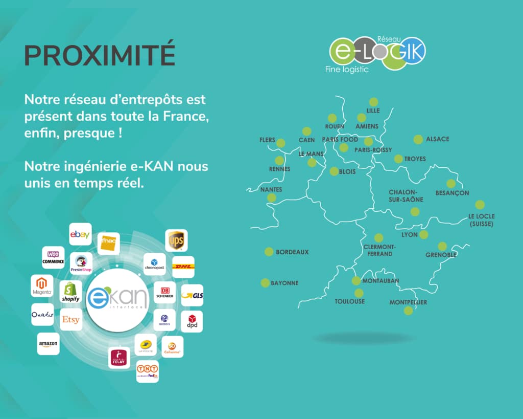 Réseau de couverture des entrepôts de e-LOGIK