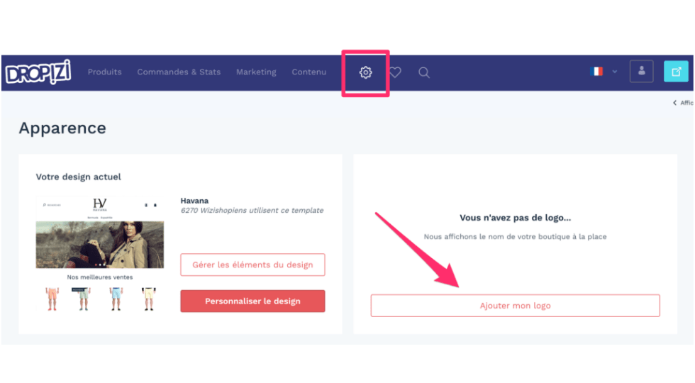 Comment créer son site de dropshipping Dropizi - ajout du logo