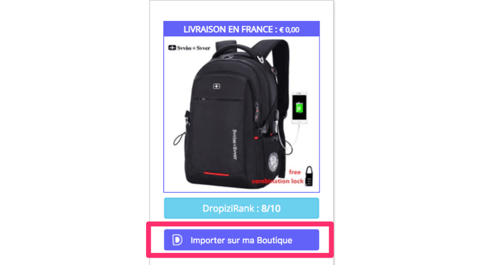 Comment créer son site de dropshipping Dropizi - bouton importer sur ma boutique
