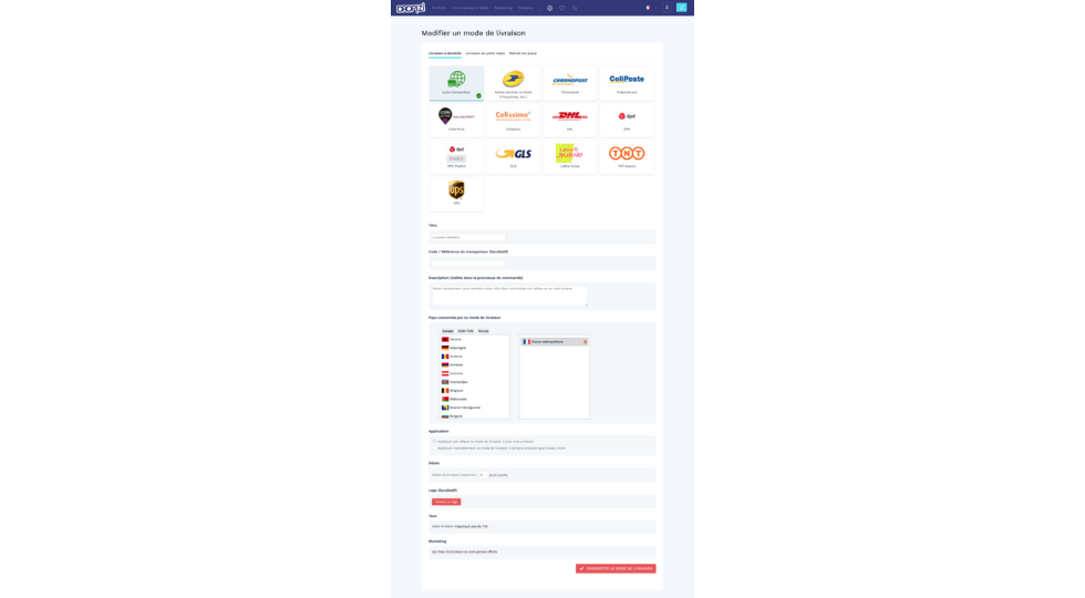Comment créer son site de dropshipping Dropizi - modes de livraison