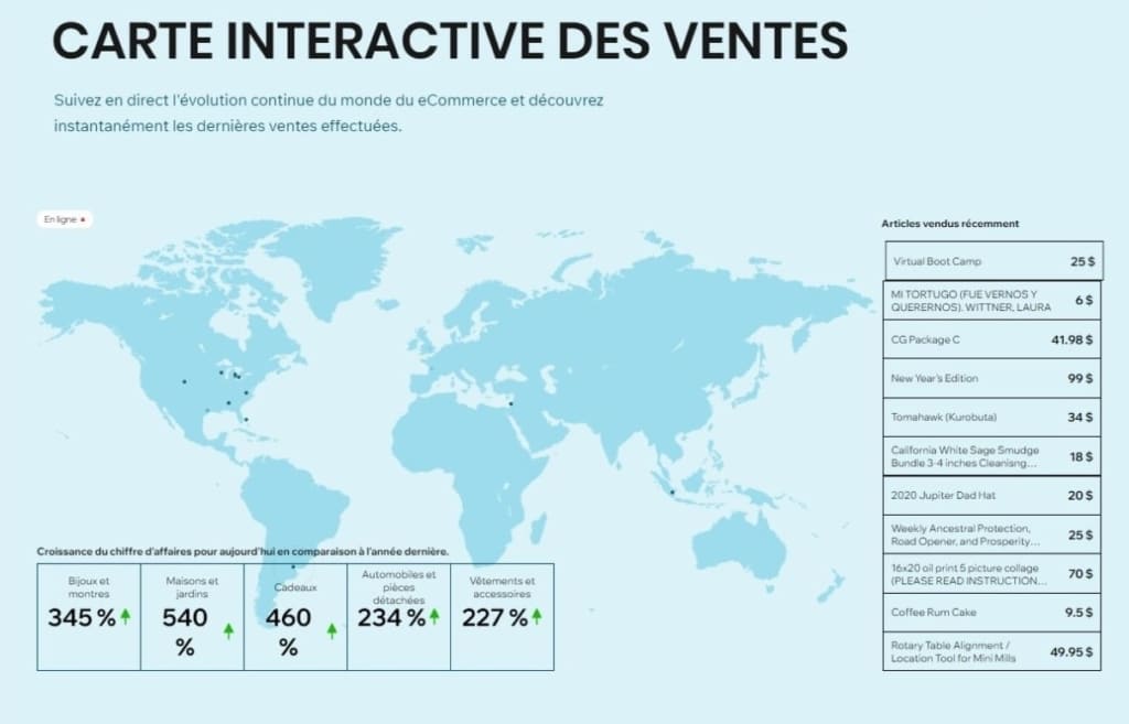 carte interactive des ventes e-commerce