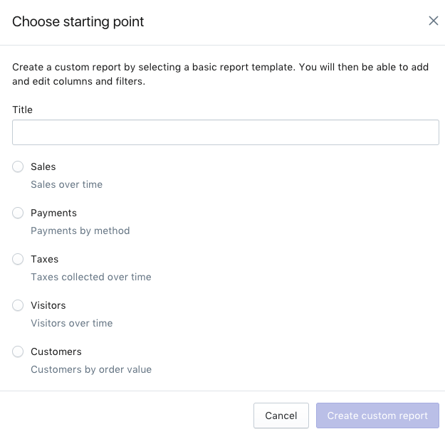 template du générateur de rapports avancés de advanced shopify
