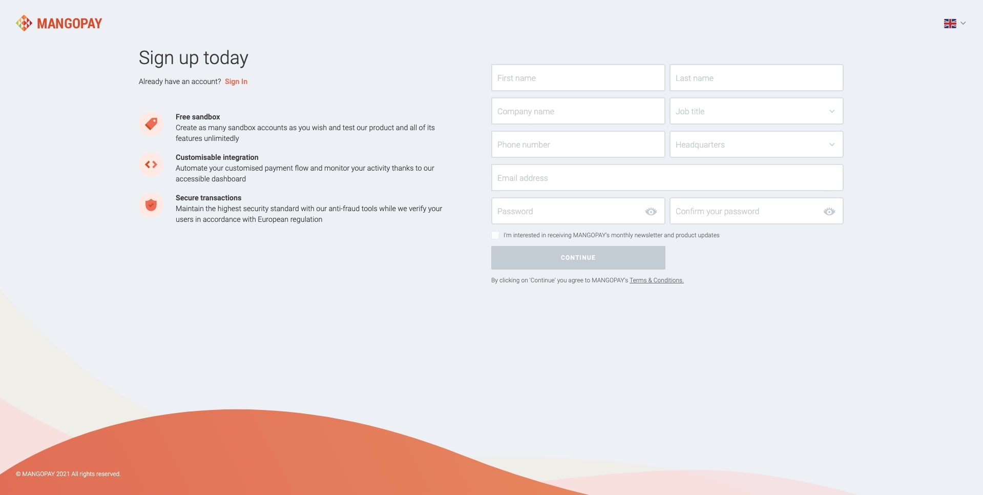 inscription mangopay processus