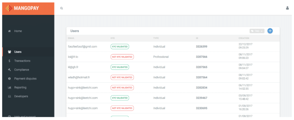 solution paiement image exemple liste utilisateurs