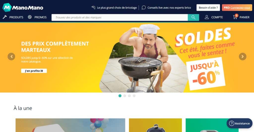 marketplace manomano page accueil