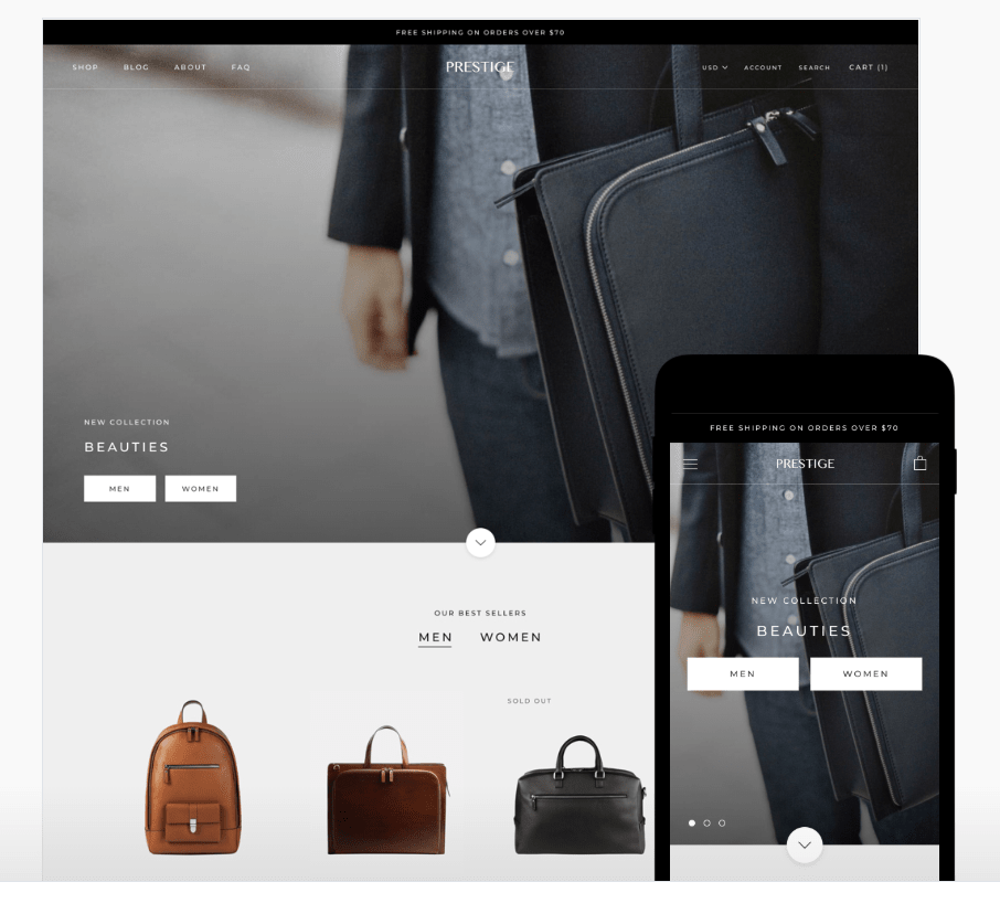 top themes payants shopify image exemple theme prestige