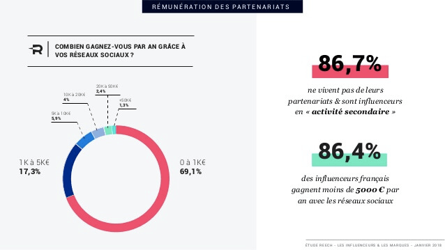 influenceurs marques infographie image graphique remuneration annee activite