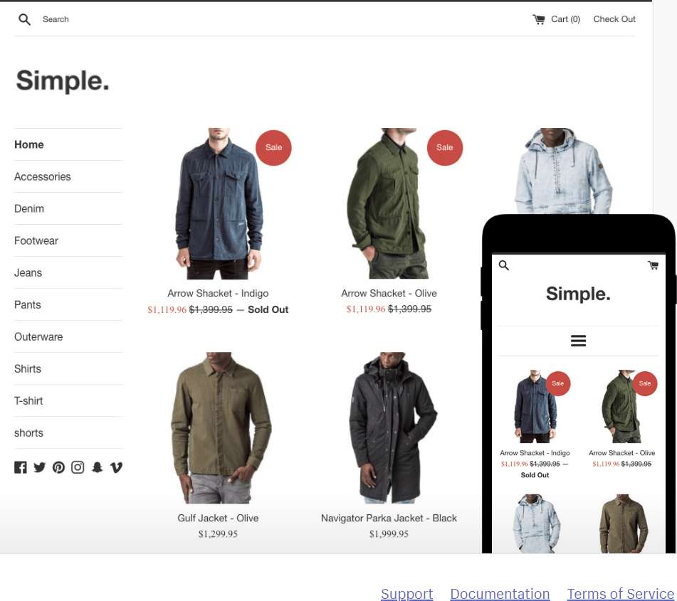 thème gratuit shopify simple