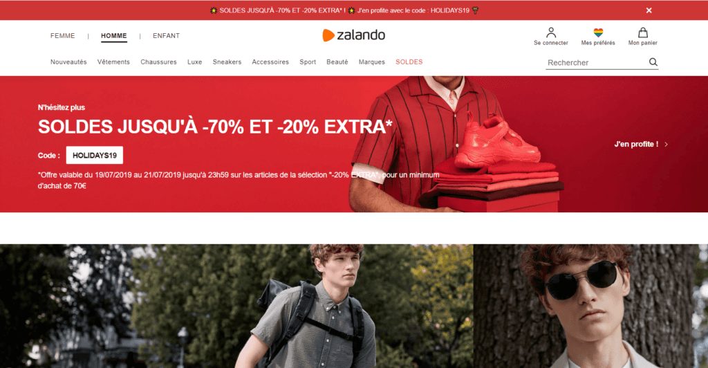 marketplace zalando page accueil