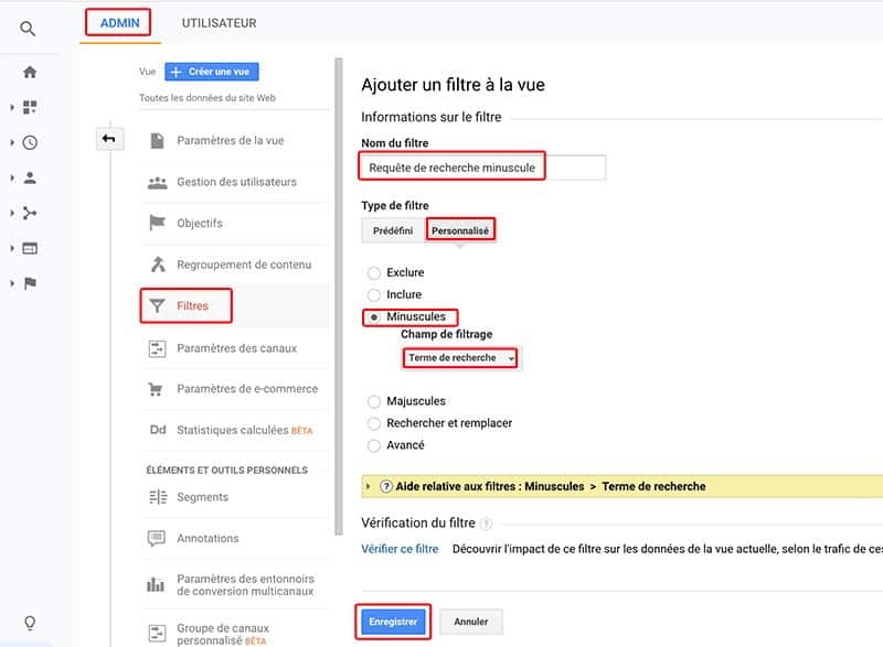 Filtrage sur Google Analytics