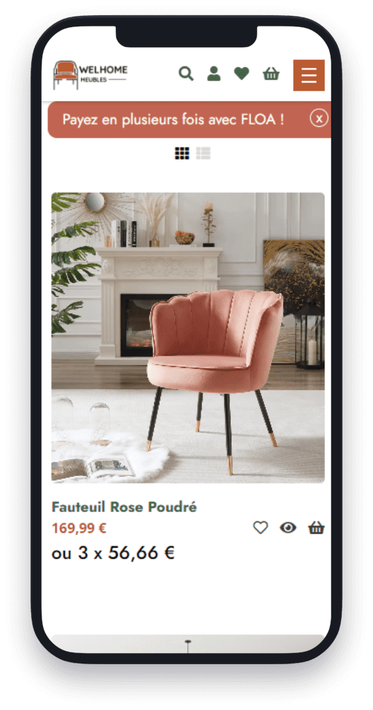 Paiement en plusieurs fois : et si payer devenait simple avec le leader français FLOA ? FLOA exemple produit welhome