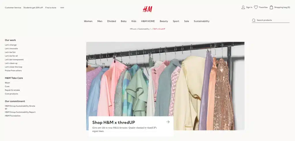 Le retail et la seconde main : H&M et ThredUP