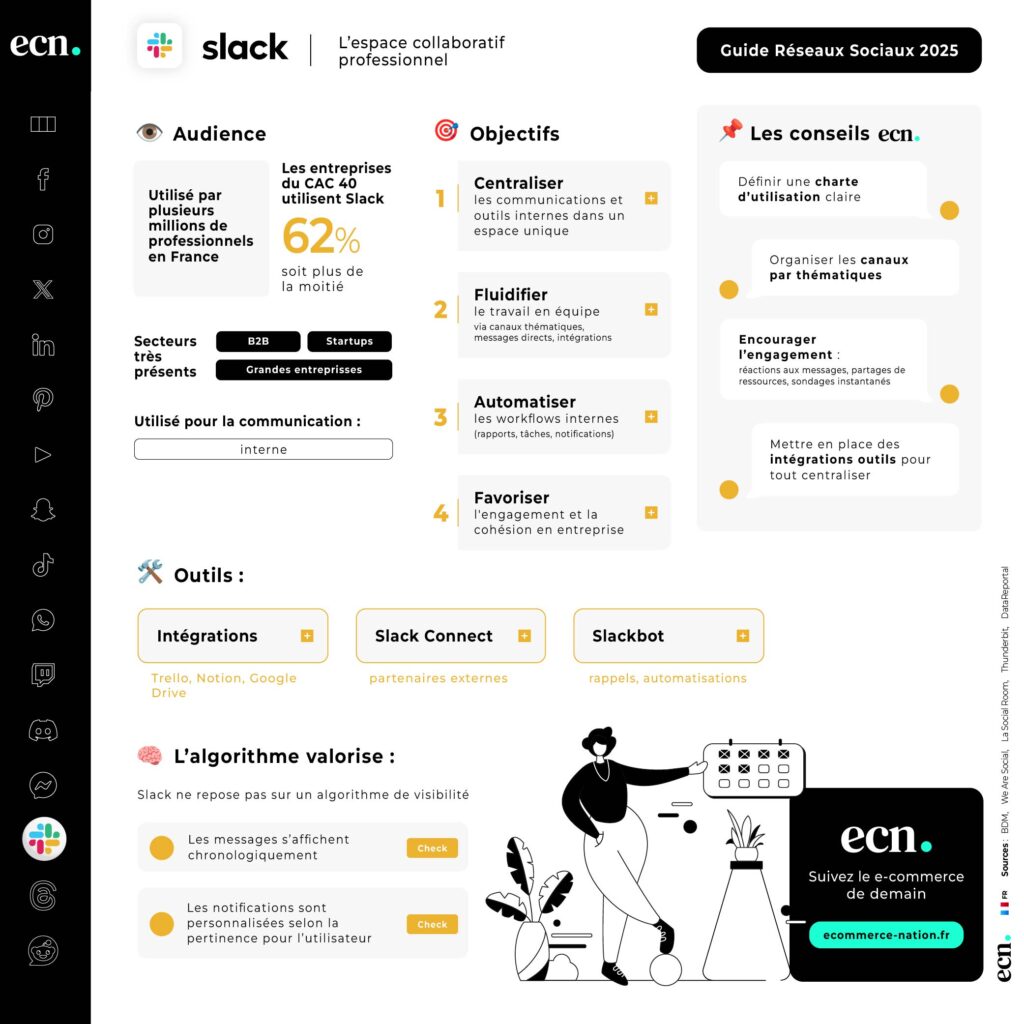 Infographie Slack - Guide réseaux sociaux france 2025
