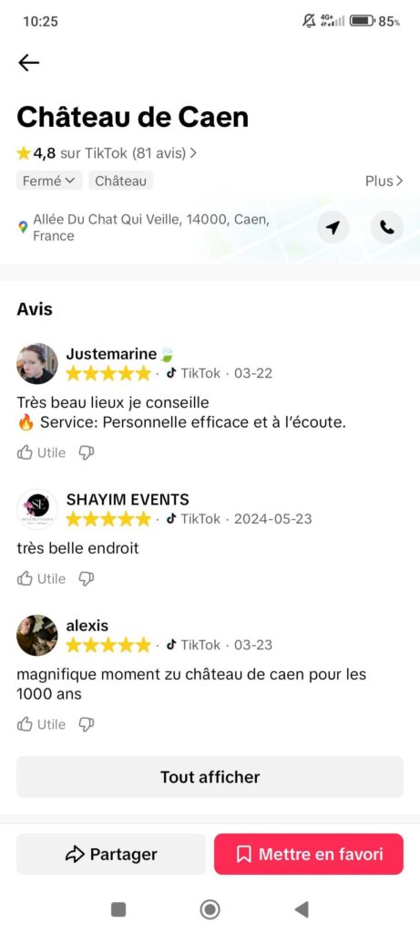 avis clients sur tiktok