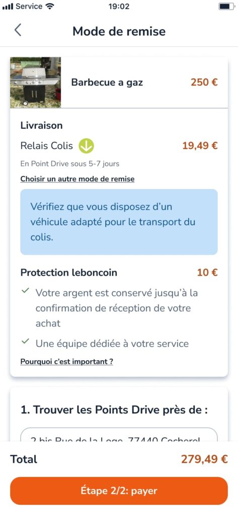 leboncoin livrason XL partenaire relais colis