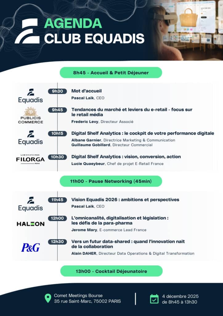 Le Club Equadis 2025 : un événement exclusif dédié à l’expérience produit et au Digital Shelf Analytics Agenda Club Equadis 2025