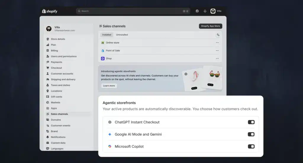 Agentic Storefronts Shopify