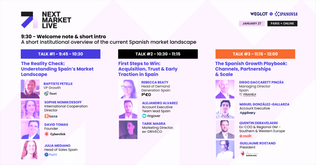 Next Market Live - Spain Edition : Weglot réunit les experts de l’expansion internationale à Paris image conférences et speakers next market live