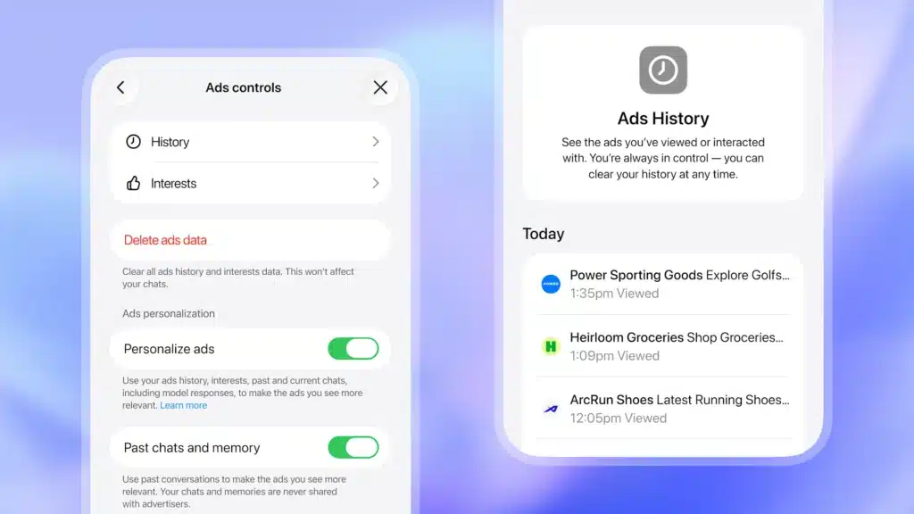 contr&ocirc;le publicit&eacute;s chatGPT