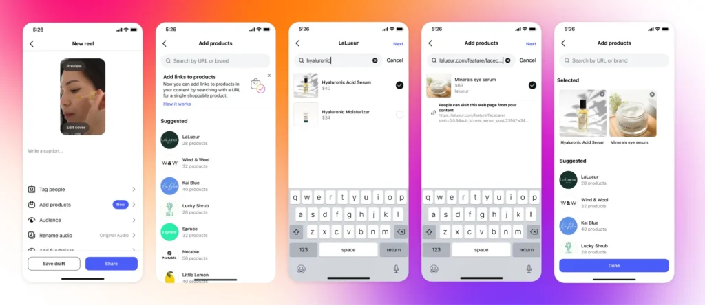Meta rend les Reels achetables : la riposte anti-TikTok Shop qui transforme l'affiliation en machine à cash Meta - Reels Shoppable - exemple