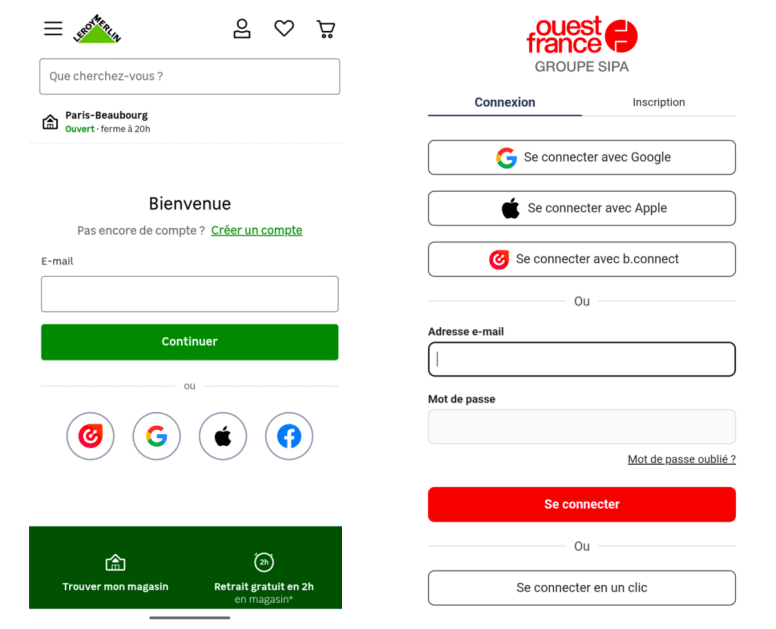 Fini le mot de passe : b.connect, la nouvelle arme des banques françaises contre l'abandon de panier exemple bouton b.connect
