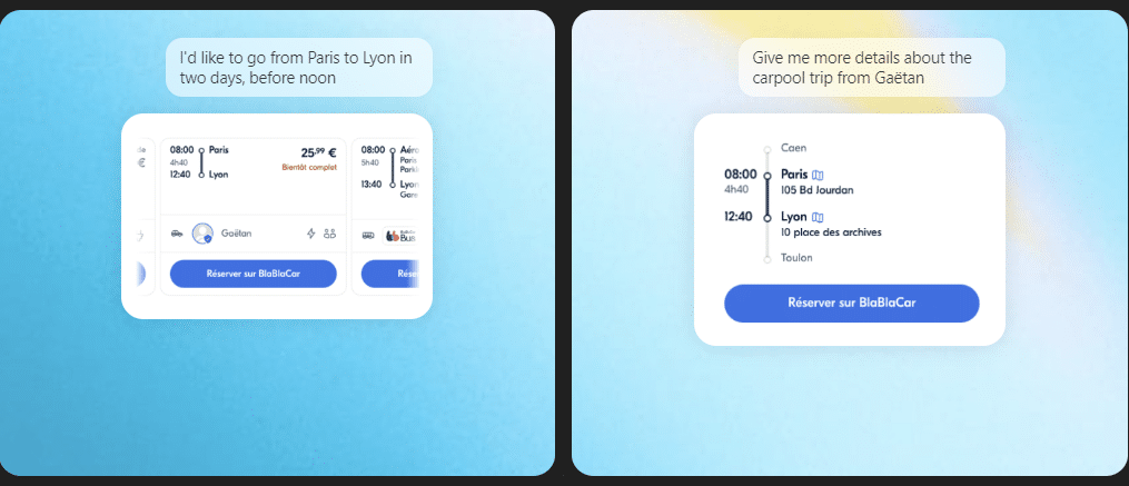 BlaBlaCar x ChatGPT : adieu les filtres, vive la recherche conversationnelle exemple blablacar application ChatGPT