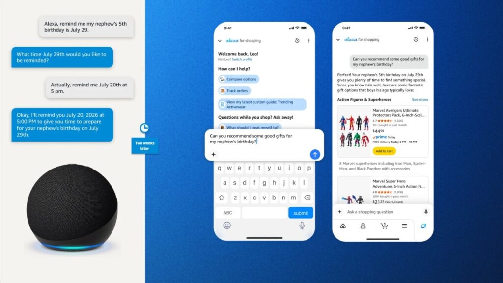 alexa for shopping - exemple rappel