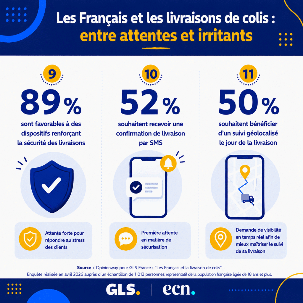 Les Français et les livraisons de colis : entre attentes et irritants infographie GLS France sécurité livraison