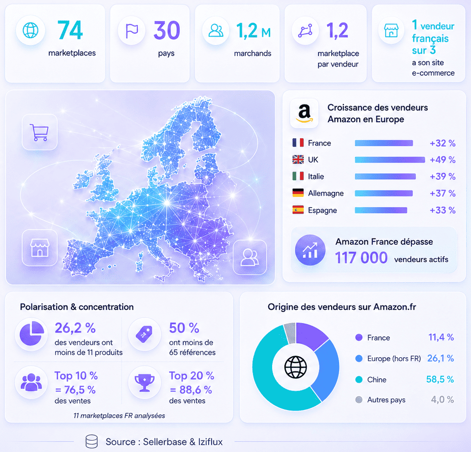 Infographie sur les marketplaces en Europe - chiffres cl&eacute;s &eacute;tude iziflux