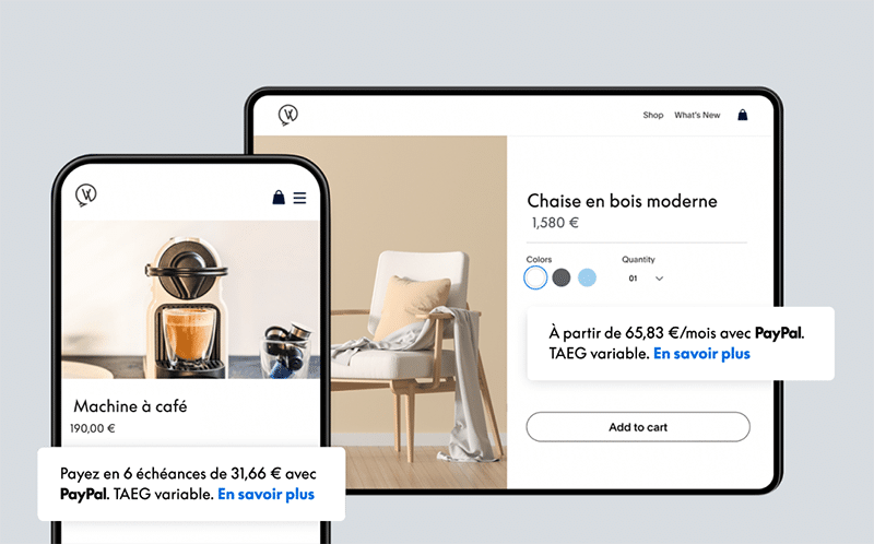 PayPal paiement en 6, 12 ou 24 fois