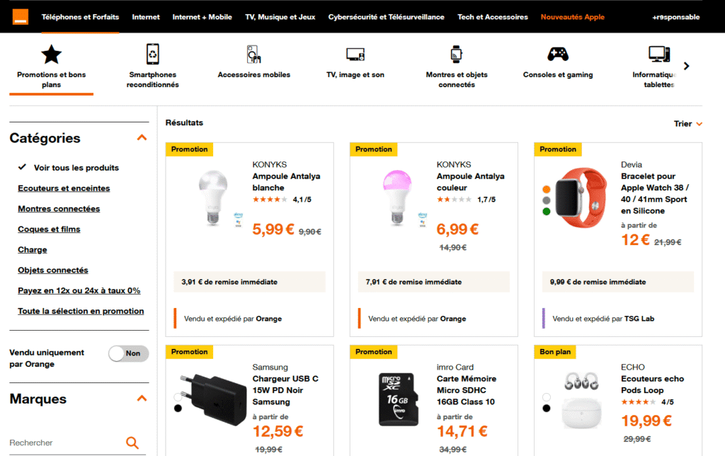 Marketplace Orange : l’opérateur se lance dans l’e-commerce high-tech avec 40 000 références Marketplace Orange - site e-commerce