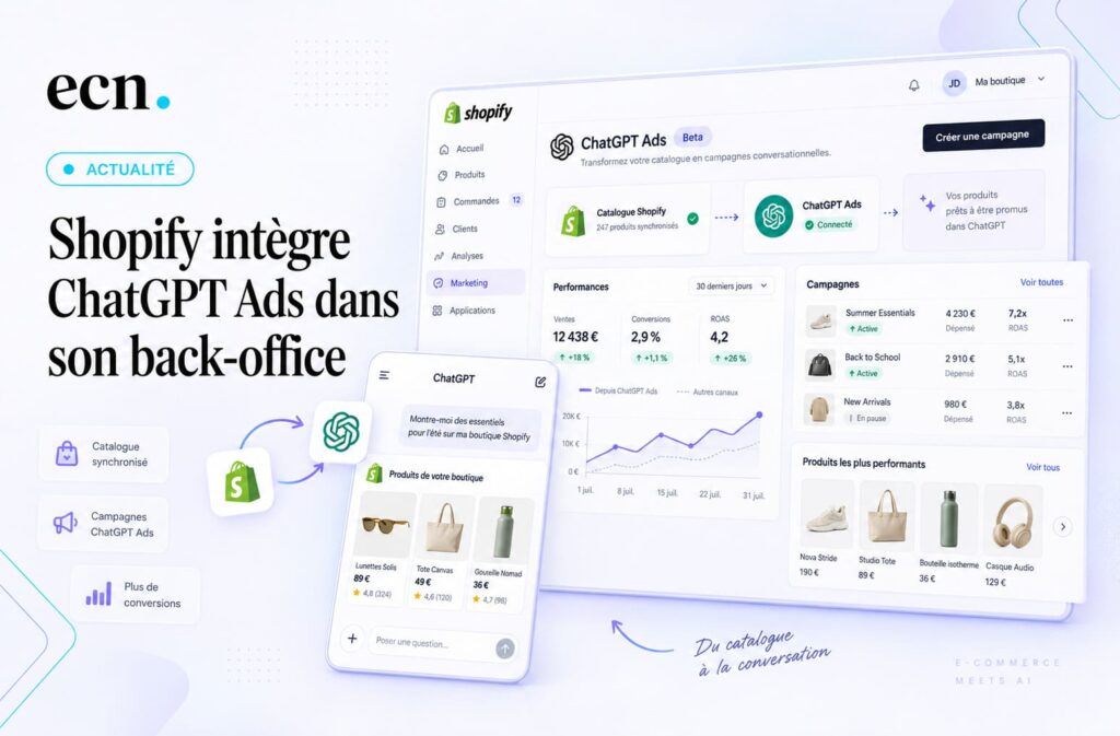 Shopify intègre ChatGPT Ads : les marchands pourront créer et piloter leurs campagnes depuis leur back-office