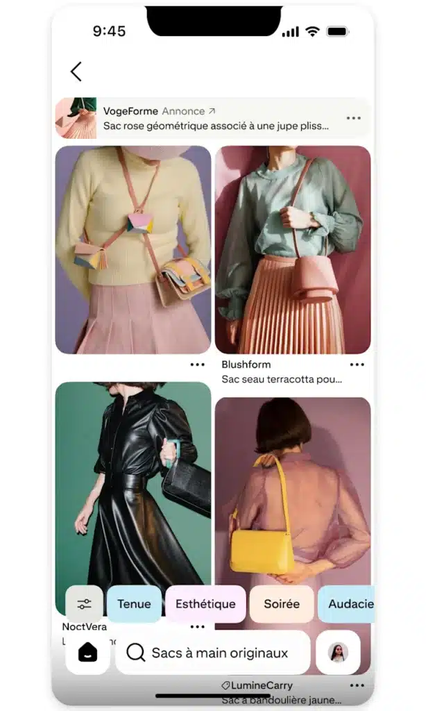 Pinterest lance Visual Search Ads pour cibler les acheteurs pendant leur recherche Visual Search Ads - exemple Pinterest