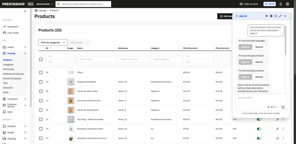 Ask AI Prestashop 9.2