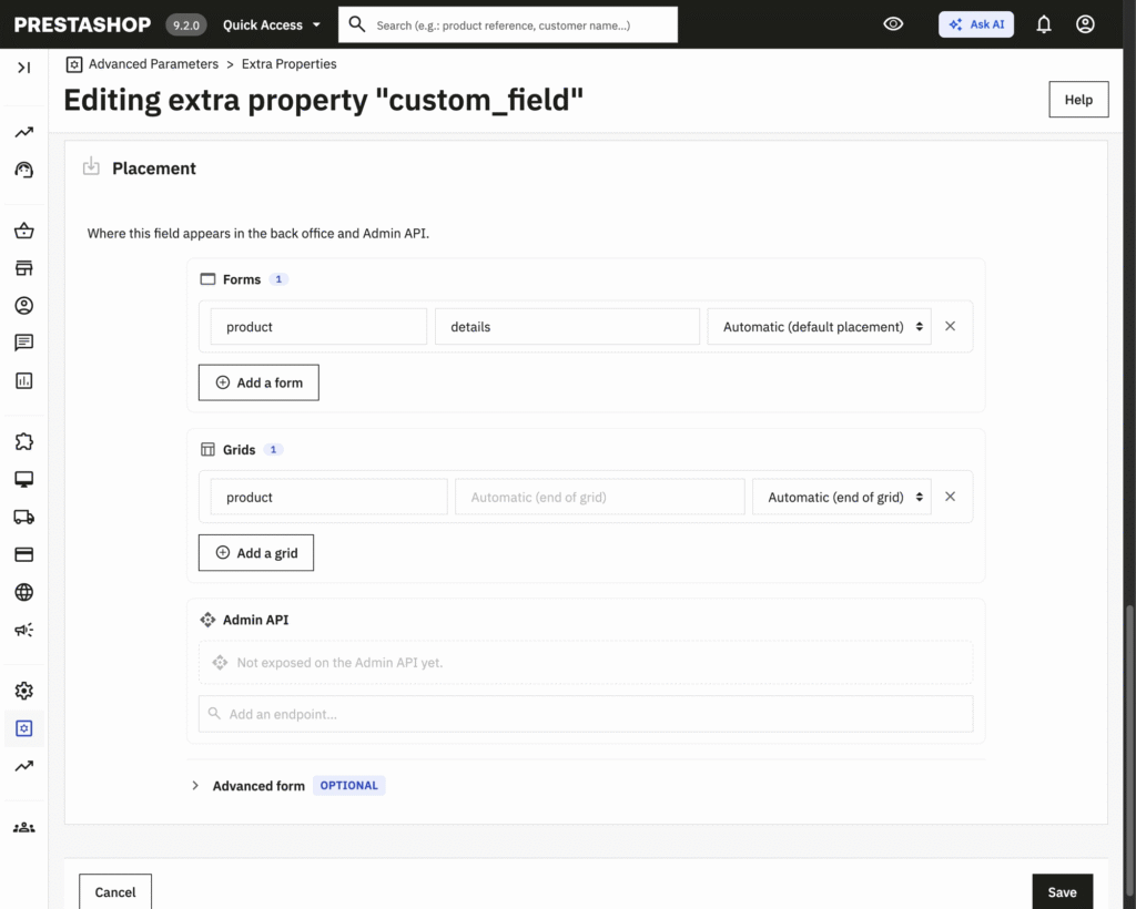 ExtraProperties Prestashop 9.2