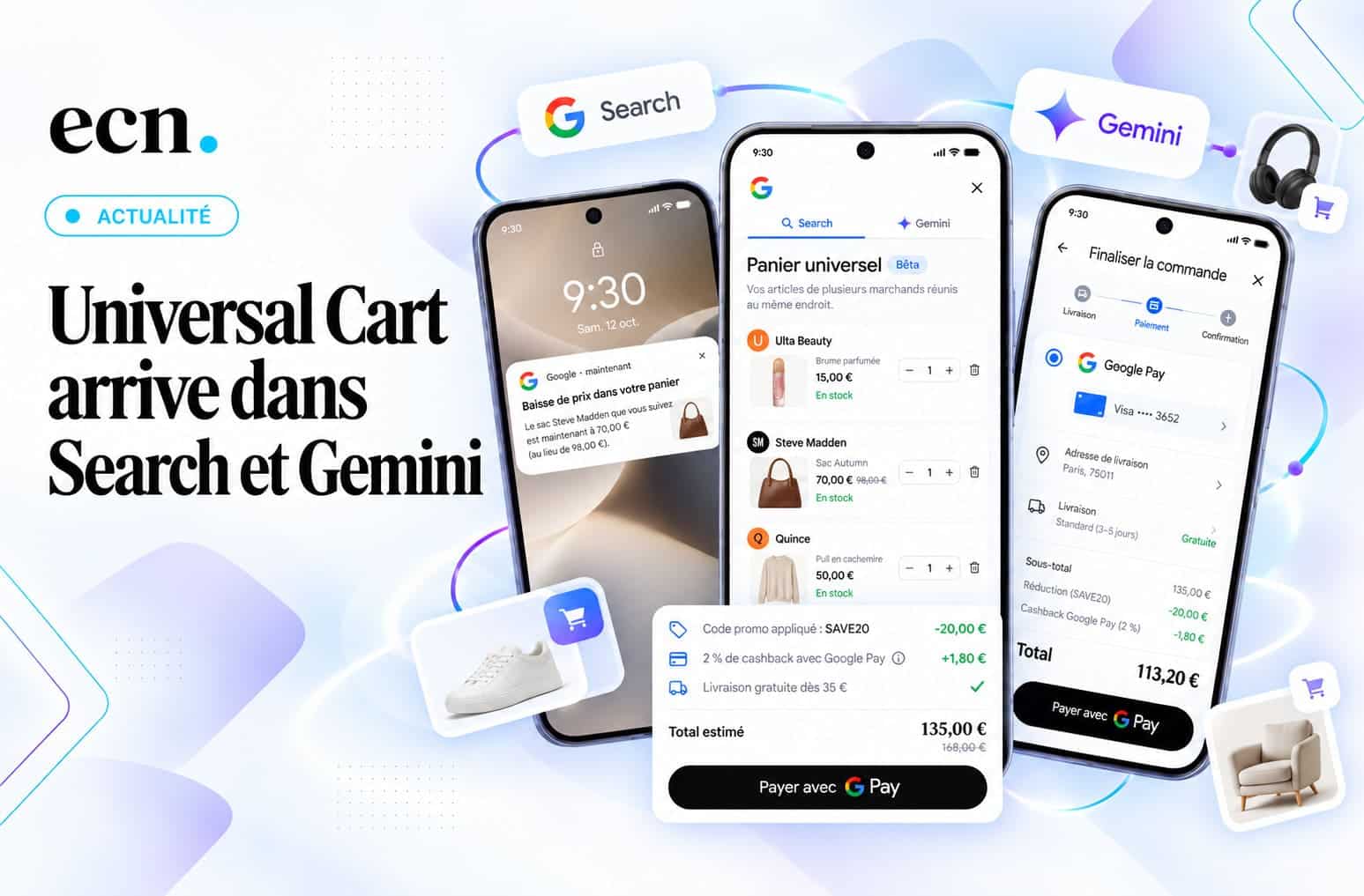 Google déploie Universal Cart aux États-Unis dans Search et Gemini