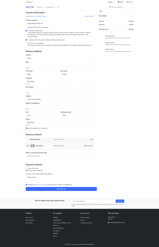 One Page Checkout - PrestaShop 9.2