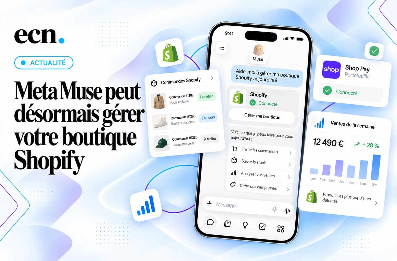 Shopify ouvre ses boutiques à Meta Muse produits, stocks et analytics pilotables par IA