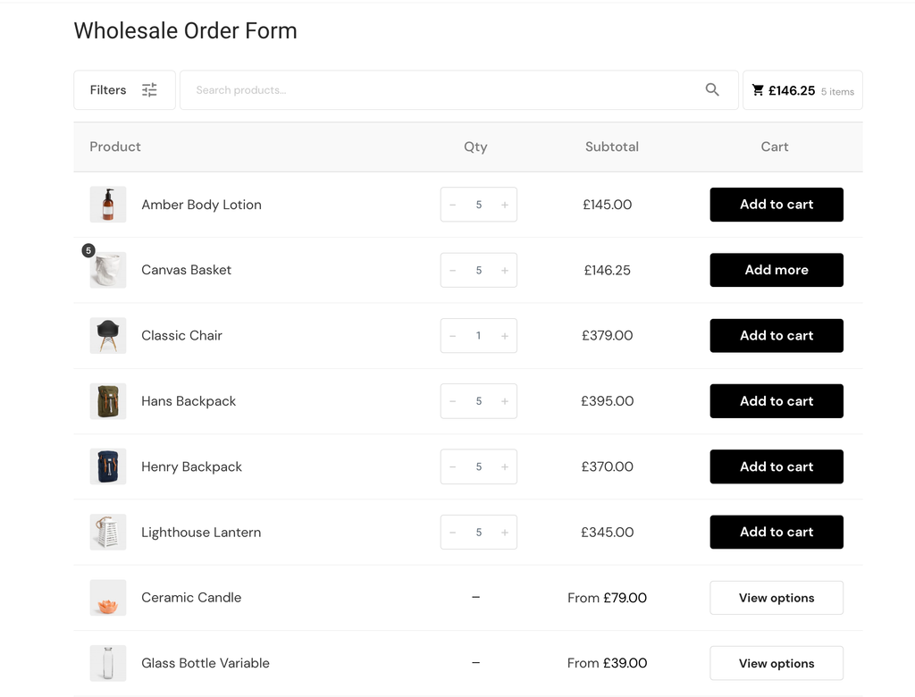 B2BKing formulaire de commande